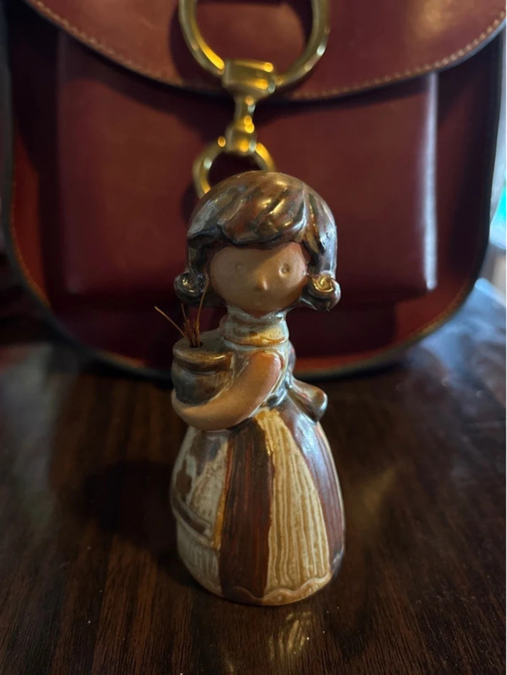 Vintage Jasco San Fran Ceramic Girl Toothpick Holder - 1970s Japan Boho Pottery